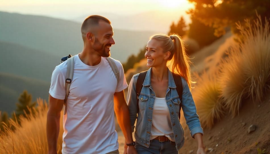 Pareja, novios, felices, romance.