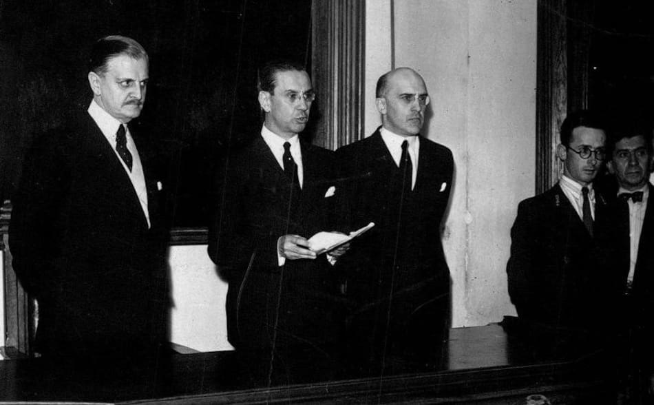 Carlos Saavedra Lamas durante el homenaje que se le tributó con motivo de su adjudicación del Premio Nobel de la Paz en enero de 1937. Foto: Archivo General de la Nación