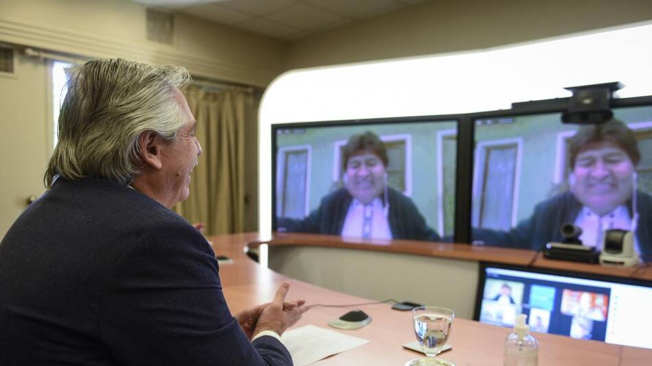 Evo Morales y Alberto Fernández, Agencia NA