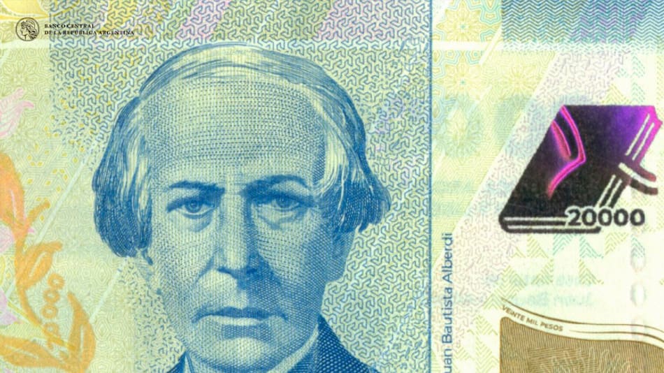 Juan Bautista Alberdi, la cara del nuevo billete de $20.000. Foto: Gentileza Banco Central.