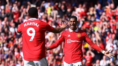 Festejo del Manchester United ante el Everton por Premier League. Foto: EFE.