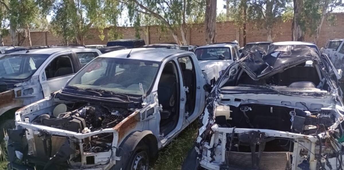 Patrulleros destruidos en San Luis. Foto: Gentileza Clarin.