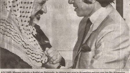 Menem y Arafat en la Cumbre de los Países No Alineados, Septiembre 1989