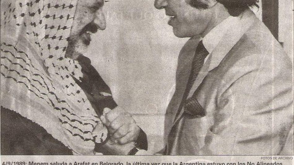 Menem y Arafat en la Cumbre de los Países No Alineados, Septiembre 1989