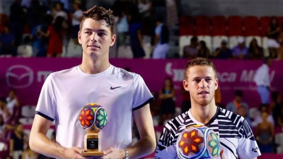 Diego Schwartzman, junto a Taylor Fritz en la ceremonia de entrega de premios. Twitter: AbiertoLosCabos