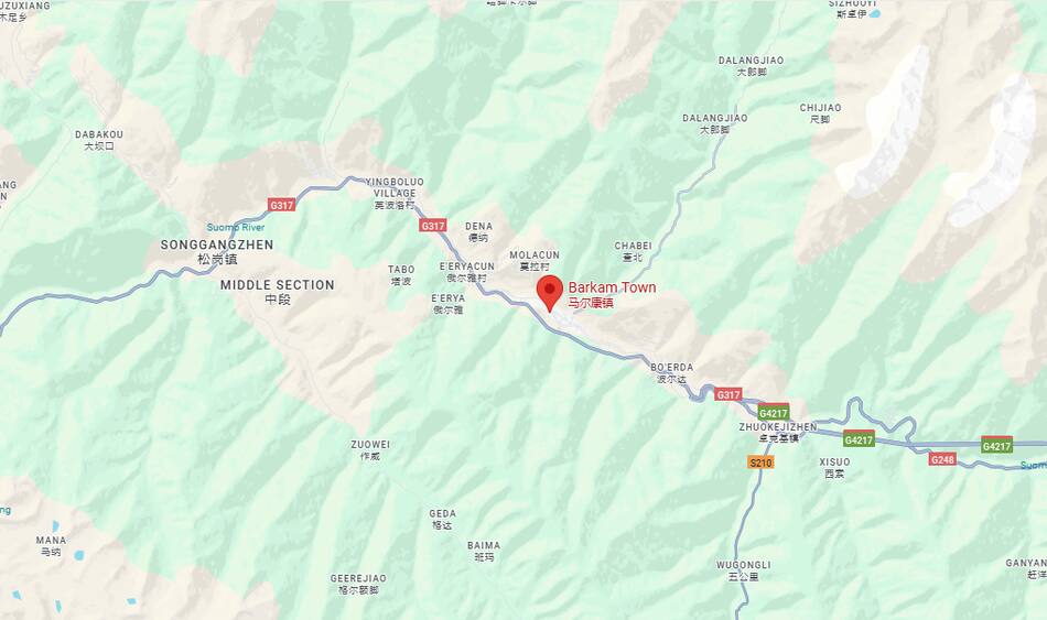 La zona del derrumbe en China.