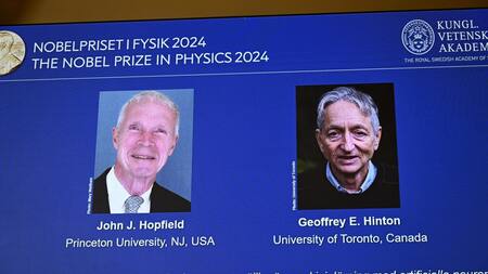 Hopfield y Hinton, los ganadores del Premio Nobel de Física 2024. Foto: EFE.