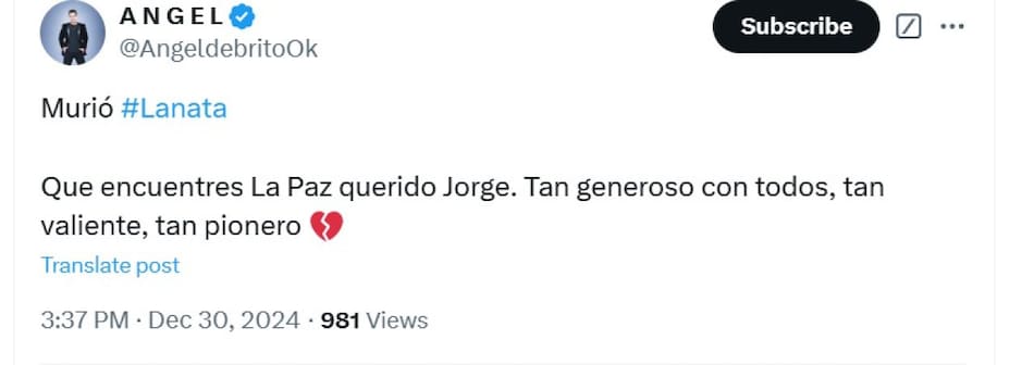 Ángel de Brito confirmó la muerte de Jorge Lanata.