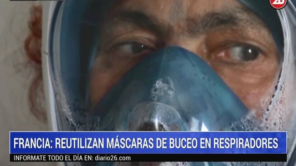Coronavirus en Francia - reutilizan mascaras de buceo en respiradores