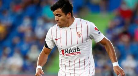 Marcos Acuña, lateral izquierdo del Sevilla de España. Foto: NA.