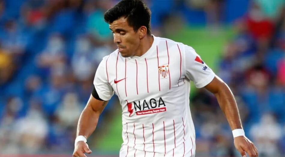 Marcos Acuña, lateral izquierdo del Sevilla de España. Foto: NA.