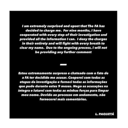 El descargo de Lucas Paquetá