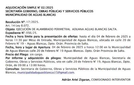 Aguas Blancas comunicó que se construirá un alambrado con Bolivia.