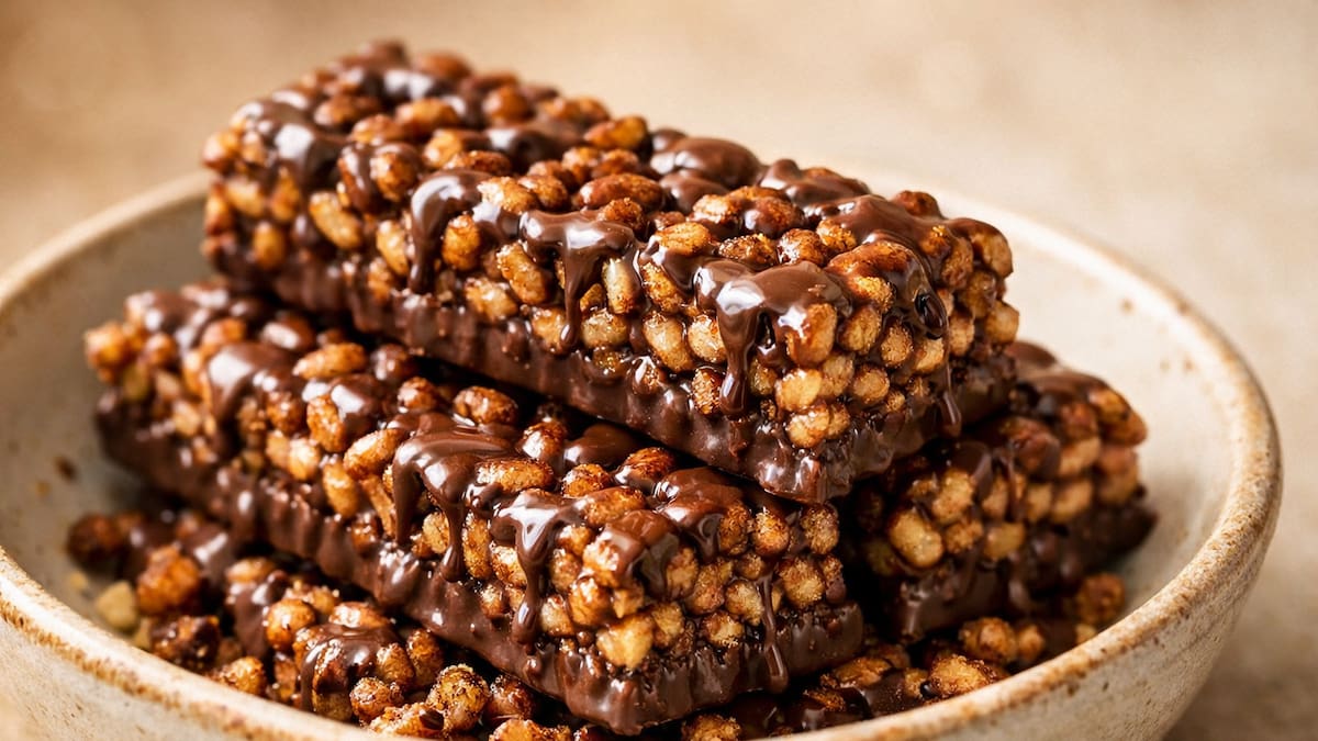 Snack fácil con solo 2 ingredientes: cómo hacer tus propias barritas de chocolate y arroz inflado en casa