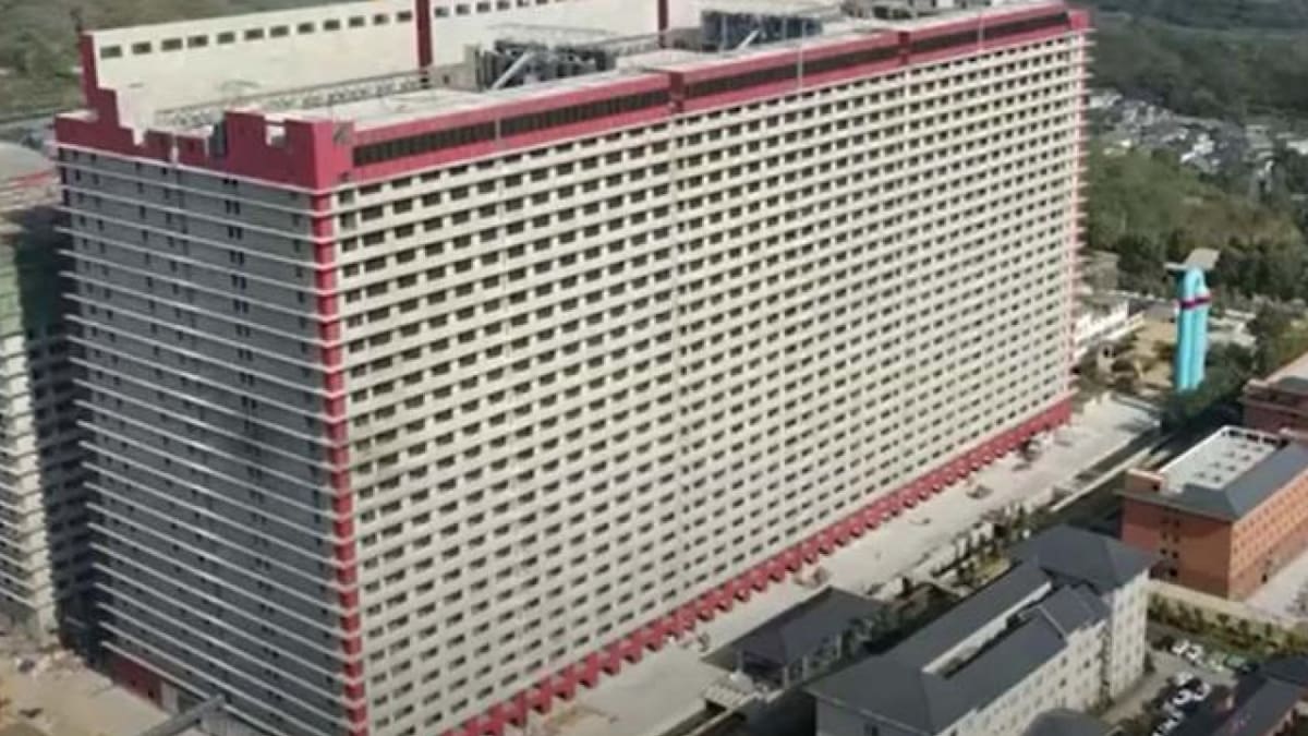 El edificio de 26 pisos que está destinado a criar cerdos. Foto: X.