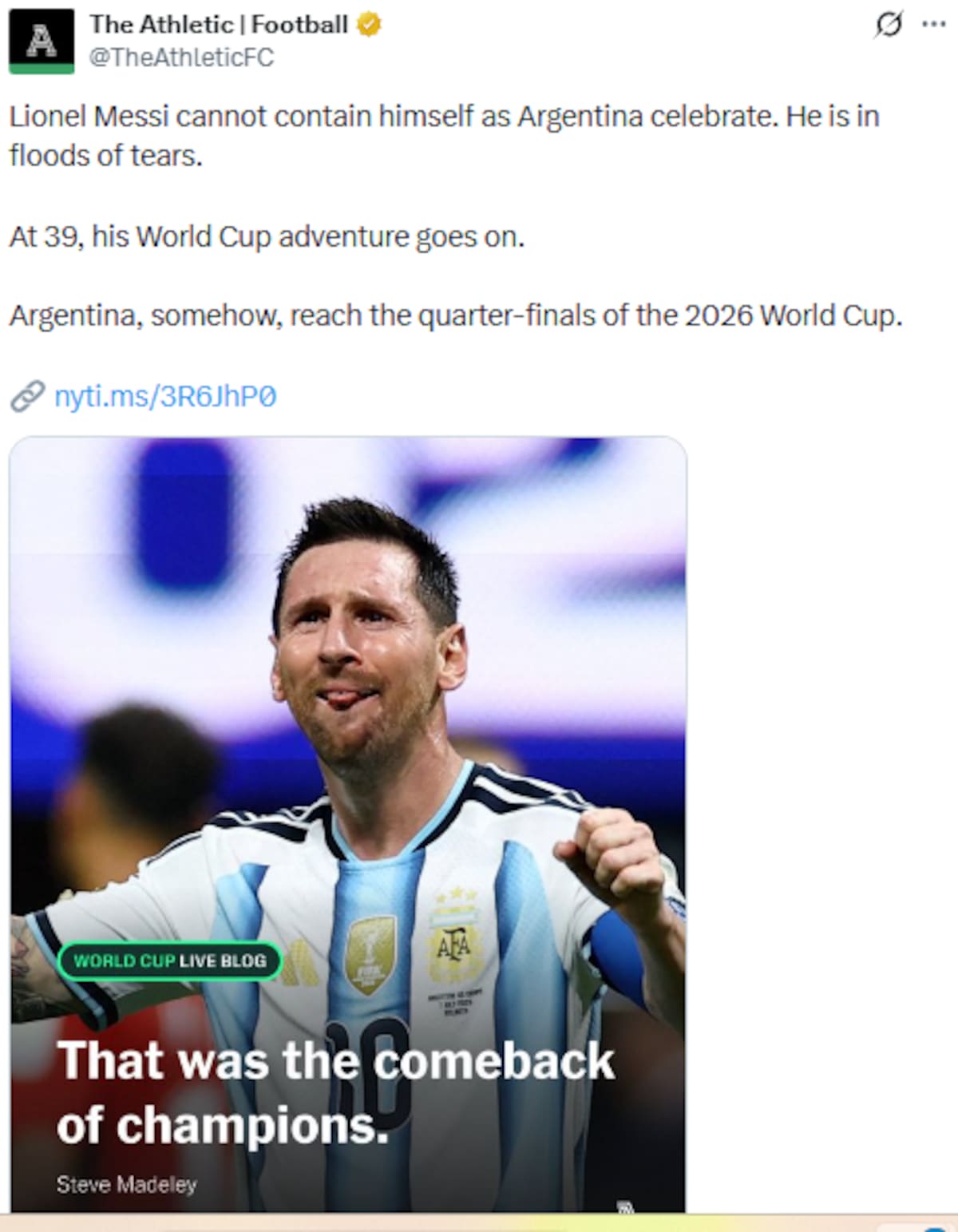 El combinado albiceleste consiguió un resultado histórico en el Mundial y la noticia recorrió el mundo.