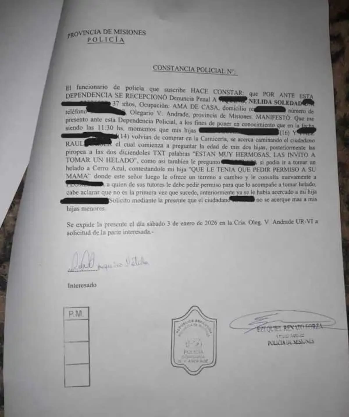 La denuncia formal contra el concejal de Misiones