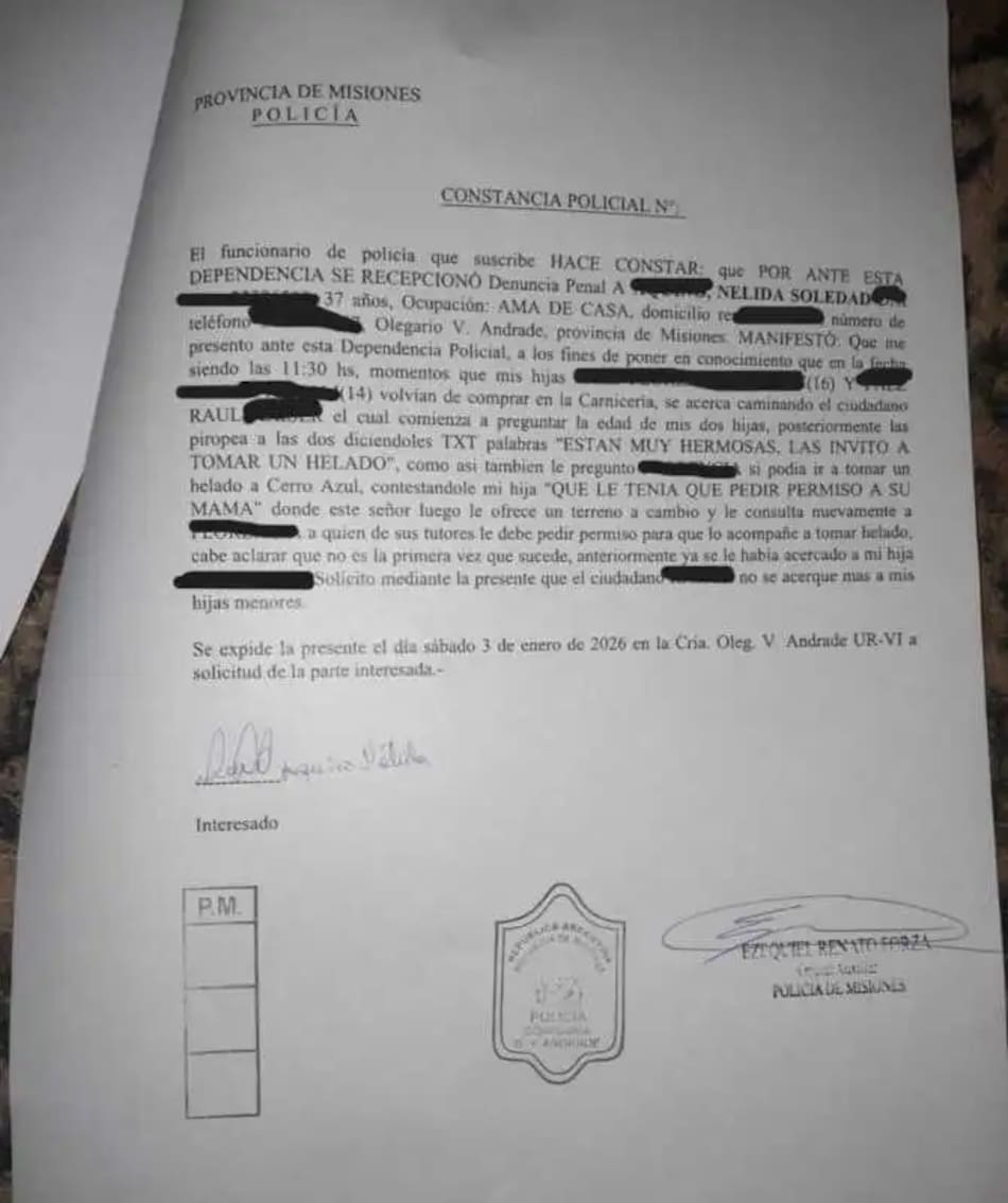 La denuncia formal contra el concejal de Misiones