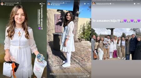 Las stories de Nicole Neumann en la comunión de Sienna. Fuente: Instagram