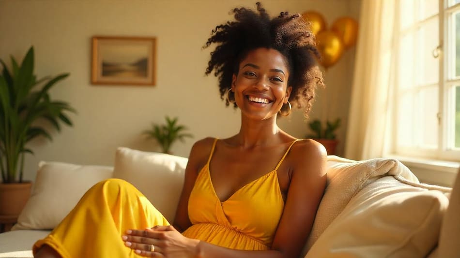 Persona feliz, alegría, contento.