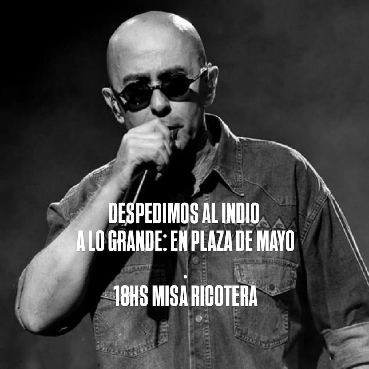Convocatoria a una misa ricotera por la muerte del Indio Solari.