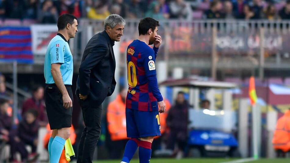 Messi y Setien en el Barcelona