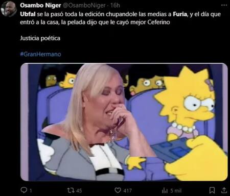 Los memes del encuentro de Furia y Laura Ubfal. Foto X.