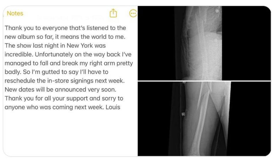 El posteo de Louis Tomlinson. Foto: Twitter@Louis_Tomlinson