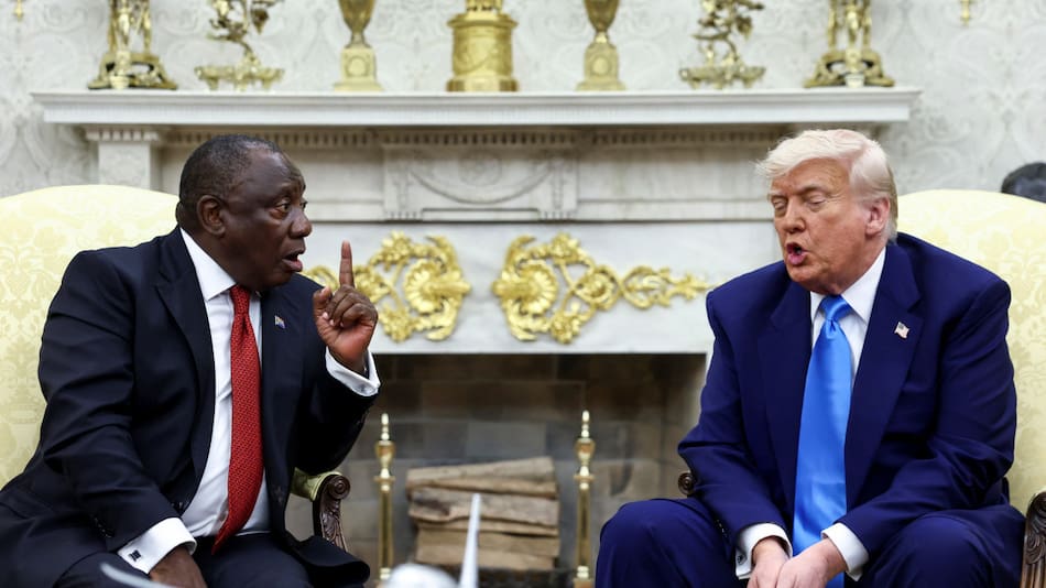 Donald Trump y el presidente de Sudáfrica, Cyril Ramaphosa. Foto: REUTERS.