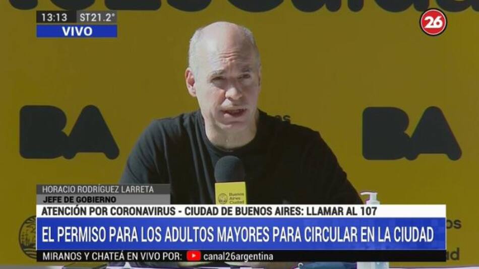 Coronavirus, Argentina, Permiso de circulación para adultos mayores, Horacio Rodríguez Larreta
