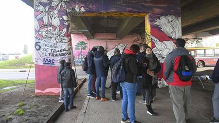 Protesta de colectiveros. Foto: Télam.