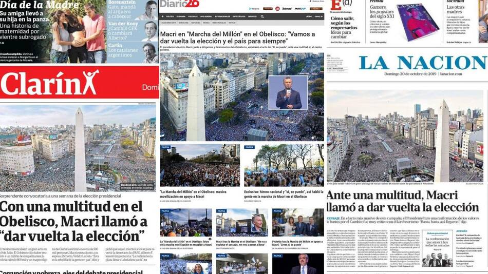 Tapas de Diarios Argentinos, 20-10-2019