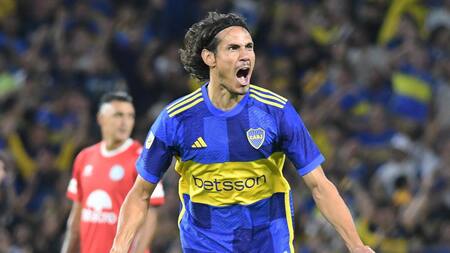 Festejo de Edinson Cavani; Boca Juniors vs. Belgrano. Foto: NA.