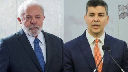 El presidente de Paraguay, Santiago Peña y el presidente de Brasil, Lula da Silva.