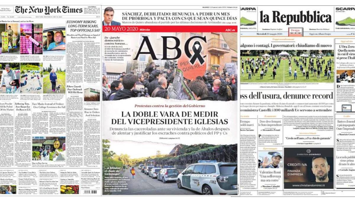 Tapas de diarios del mundo, miércoles 20 de mayo de 2020