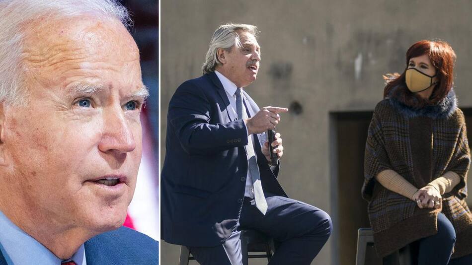 Joe Biden, Alberto Fernández y Cristina Kirchner, Fotos NA