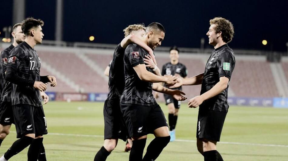 Festejo de la Seleccion de Nueva Zelanda ante Islas Salomon por Eliminatorias