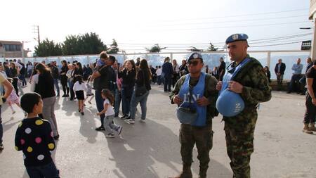 Cascos azules de la misión de la ONU en el sur de El Líbano. Foto: REUTERS.