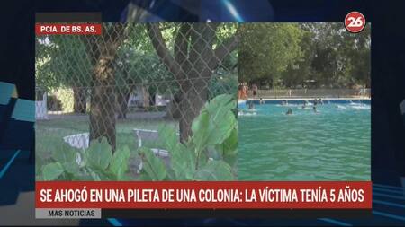 Niño de 5 años murió ahogado en colonia de vacaciones en La Plata (Canal 26)