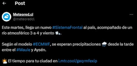 Pronostico de Chile. Fuente: X