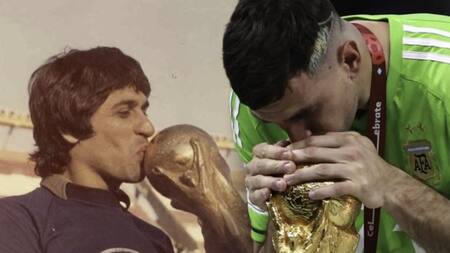 Dibu Martínez y el Pato Fillol. Foto: NA