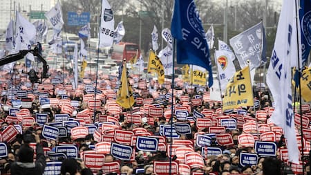 Manifestaciones de médicos en Corea del Sur. Foto: EFE.