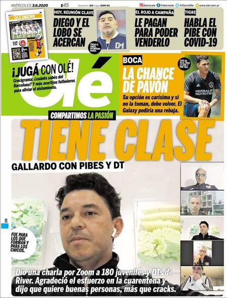 Tapas de diarios, Ole, miercoles 3 de junio de 2020