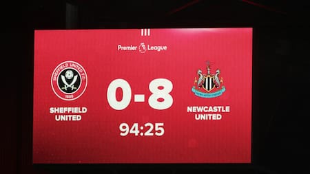 El histórico 8 a 0 de Newcastle a Sheffield United. Foto: Reuters.