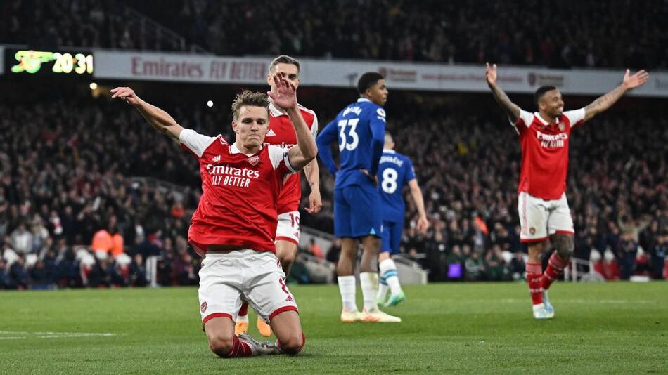 Festejo del Arsenal ante el Chelsea por la Premier League. Foto: REUTERS.