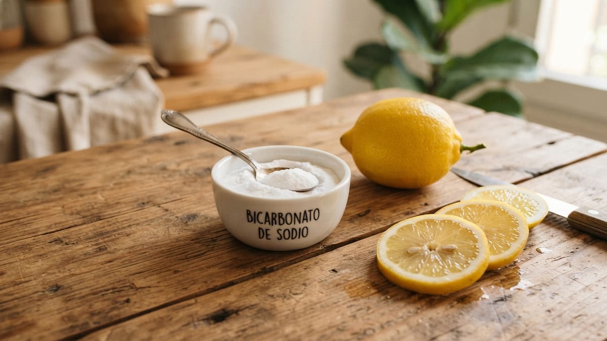 El limón y el bicarbonato son ideales para limpiar la campana extractora de la cocina.