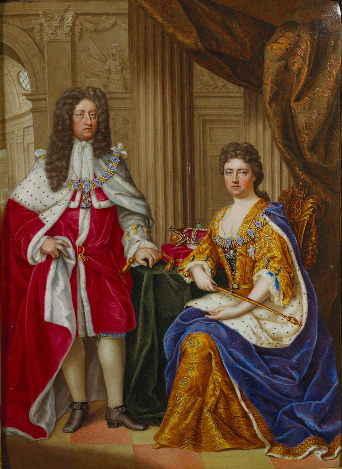 La reina Ana y su esposo, Jorge de Dinamarca.