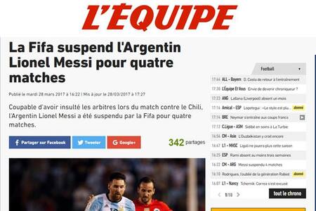 Sanción a Messi en los medios del Mundo