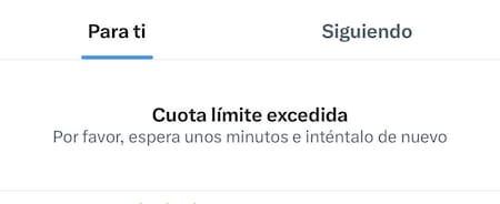 "Cuota límite excedida". Foto: Twitter.