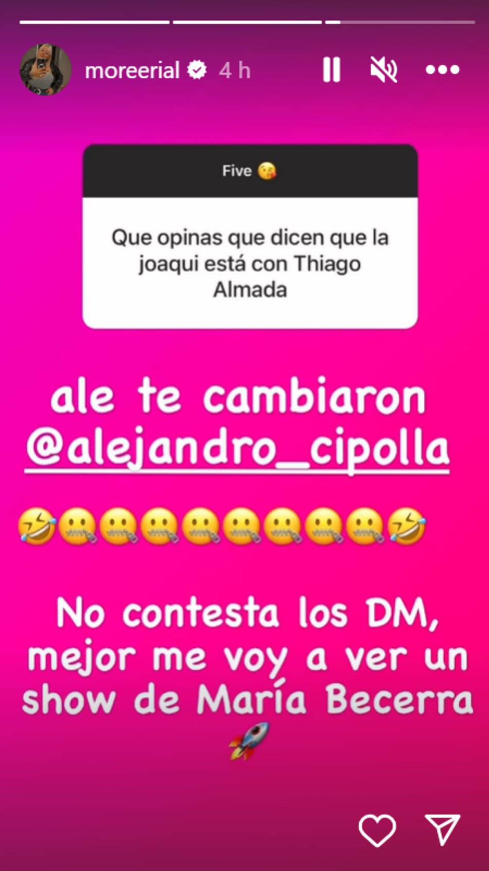 La chicana de More Rial. Foto: Instagram.